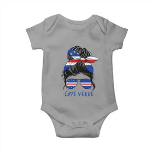 Cape Verde Messy Bun Girl Flag Sunglasses Graphic Baby Onesie Cabo Verde Women National Pride Gift