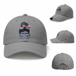 Cape Verde Messy Bun Girl Flag Sunglasses Graphic Baseball Cap Cabo Verde Women National Pride Gift
