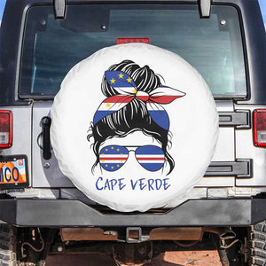 Cape Verde Messy Bun Girl Flag Sunglasses Graphic Spare Tire Cover Cabo Verde Women National Pride Gift