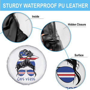 Cape Verde Messy Bun Girl Flag Sunglasses Graphic Spare Tire Cover Cabo Verde Women National Pride Gift