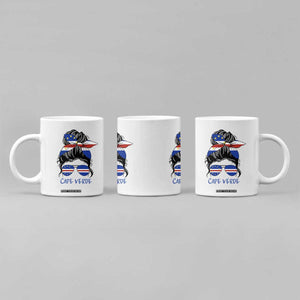 Cape Verde Messy Bun Girl Flag Sunglasses Graphic Coffee Mug Cabo Verde Women National Pride Gift