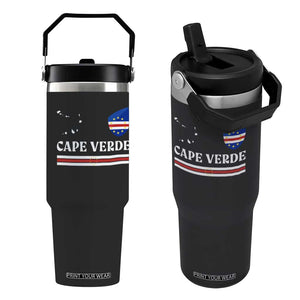Cape Verde Country Map Shield Emblem Flip Straw Tumbler Cabo Verde Roots National Pride Gift