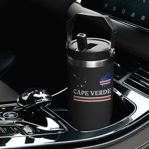 Cape Verde Country Map Shield Emblem Flip Straw Tumbler Cabo Verde Roots National Pride Gift