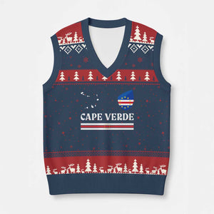 Cape Verde Country Map Shield Emblem V-Neck Knit Sweater Vest Cabo Verde Roots National Pride Gift
