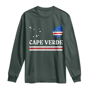Cape Verde Country Map Shield Emblem Long Sleeve Shirt Cabo Verde Roots National Pride Gift