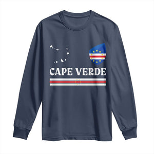 Cape Verde Country Map Shield Emblem Long Sleeve Shirt Cabo Verde Roots National Pride Gift