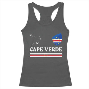 Cape Verde Country Map Shield Emblem Racerback Tank Top Cabo Verde Roots National Pride Gift