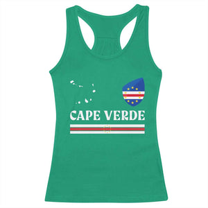 Cape Verde Country Map Shield Emblem Racerback Tank Top Cabo Verde Roots National Pride Gift