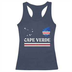 Cape Verde Country Map Shield Emblem Racerback Tank Top Cabo Verde Roots National Pride Gift