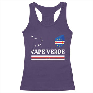 Cape Verde Country Map Shield Emblem Racerback Tank Top Cabo Verde Roots National Pride Gift