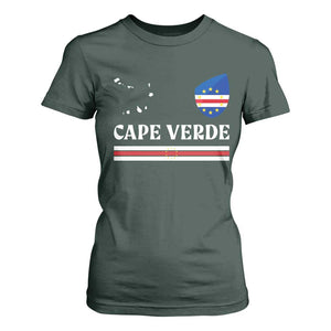 Cape Verde Country Map Shield Emblem T Shirt For Women Cabo Verde Roots National Pride Gift
