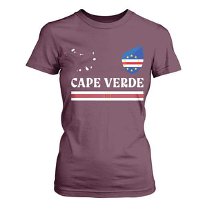 Cape Verde Country Map Shield Emblem T Shirt For Women Cabo Verde Roots National Pride Gift