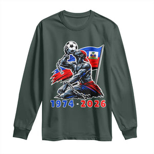Haiti Soccer Tournament History 1974 to 2026 Long Sleeve Shirt Powerful Haitian Broken Chains National Flag Football Fans