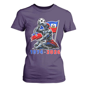 Haiti Soccer Tournament History 1974 to 2026 T Shirt For Women Powerful Haitian Broken Chains National Flag Football Fans