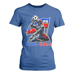 Haiti Soccer Tournament History 1974 to 2026 T Shirt For Women Powerful Haitian Broken Chains National Flag Football Fans