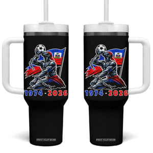 Haiti Soccer Tournament History 1974 to 2026 Tumbler With Handle Powerful Haitian Broken Chains National Flag Football Fans