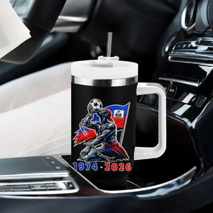 Haiti Soccer Tournament History 1974 to 2026 Tumbler With Handle Powerful Haitian Broken Chains National Flag Football Fans