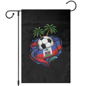 Haitian Flag Soccer Ball Graphic Garden Flag Tropical Palm Trees Caribbean Haiti Football Fans Pride