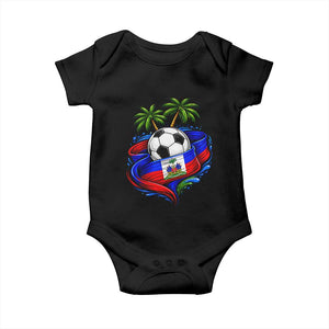 Haitian Flag Soccer Ball Graphic Baby Onesie Tropical Palm Trees Caribbean Haiti Football Fans Pride