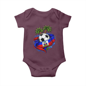 Haitian Flag Soccer Ball Graphic Baby Onesie Tropical Palm Trees Caribbean Haiti Football Fans Pride
