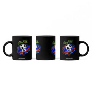 Haitian Flag Soccer Ball Graphic Coffee Mug Tropical Palm Trees Caribbean Haiti Football Fans Pride