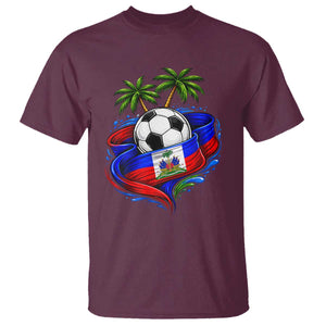 Haitian Flag Soccer Ball Graphic T Shirt Tropical Palm Trees Caribbean Haiti Football Fans Pride