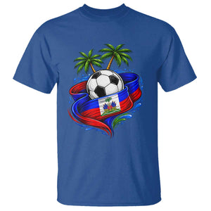Haitian Flag Soccer Ball Graphic T Shirt Tropical Palm Trees Caribbean Haiti Football Fans Pride