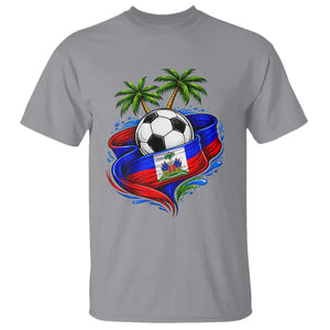 Haitian Flag Soccer Ball Graphic T Shirt Tropical Palm Trees Caribbean Haiti Football Fans Pride