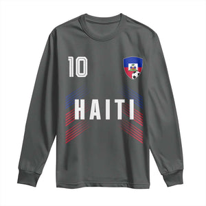 Haiti Soccer Sports Graphic Number 10 Jersey Style Long Sleeve Shirt Proud Haitian Football Fans Game Day Pride