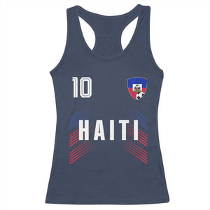 Haiti Soccer Sports Graphic Number 10 Jersey Style Racerback Tank Top Proud Haitian Football Fans Game Day Pride