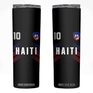 Haiti Soccer Sports Graphic Number 10 Jersey Style Skinny Tumbler Proud Haitian Football Fans Game Day Pride