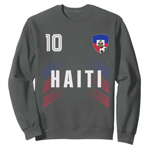 Haiti Soccer Sports Graphic Number 10 Jersey Style Sweatshirt Proud Haitian Football Fans Game Day Pride