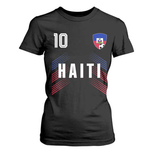 Haiti Soccer Sports Graphic Number 10 Jersey Style T Shirt For Women Proud Haitian Football Fans Game Day Pride
