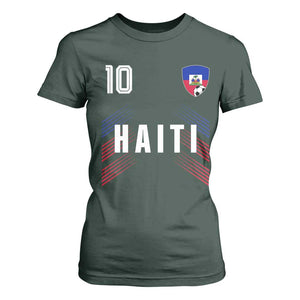 Haiti Soccer Sports Graphic Number 10 Jersey Style T Shirt For Women Proud Haitian Football Fans Game Day Pride