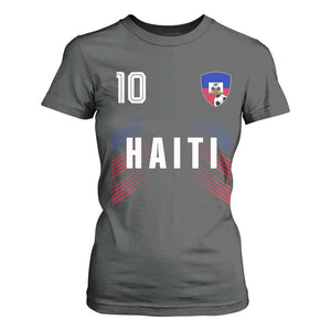 Haiti Soccer Sports Graphic Number 10 Jersey Style T Shirt For Women Proud Haitian Football Fans Game Day Pride