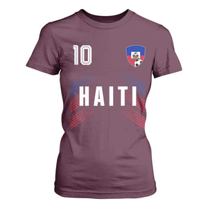 Haiti Soccer Sports Graphic Number 10 Jersey Style T Shirt For Women Proud Haitian Football Fans Game Day Pride