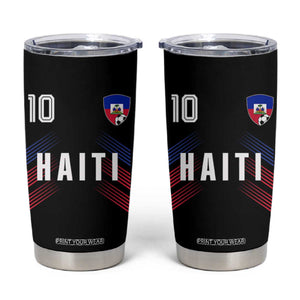 Haiti Soccer Sports Graphic Number 10 Jersey Style Tumbler Cup Proud Haitian Football Fans Game Day Pride