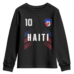 Haiti Soccer Sports Graphic Number 10 Jersey Style Youth Sweatshirt Proud Haitian Football Fans Game Day Pride