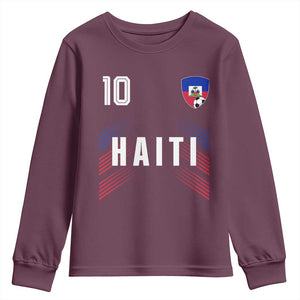 Haiti Soccer Sports Graphic Number 10 Jersey Style Youth Sweatshirt Proud Haitian Football Fans Game Day Pride