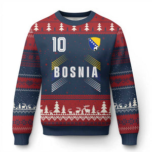 Bosnia Herzegovina Soccer Sports Graphic Number 10 Jersey Style Ugly Christmas Sweater Proud Bosnian Football Fans Game Day Pride