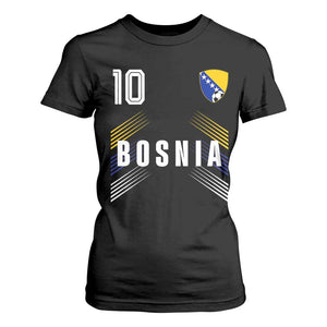 Bosnia Herzegovina Soccer Sports Graphic Number 10 Jersey Style T Shirt For Women Proud Bosnian Football Fans Game Day Pride