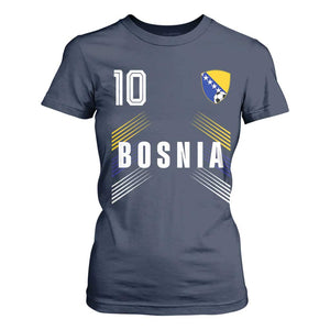 Bosnia Herzegovina Soccer Sports Graphic Number 10 Jersey Style T Shirt For Women Proud Bosnian Football Fans Game Day Pride