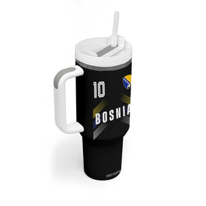 Bosnia Herzegovina Soccer Sports Graphic Number 10 Jersey Style Tumbler With Handle Proud Bosnian Football Fans Game Day Pride