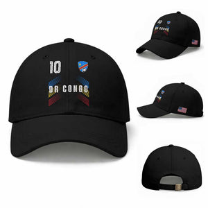 DR Congo Soccer Sports Graphic Number 10 Jersey Style Baseball Cap Proud Congolese Football Fans Game Day Pride