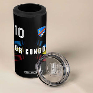 DR Congo Soccer Sports Graphic Number 10 Jersey Style 4 in 1 Can Cooler Tumbler Proud Congolese Football Fans Game Day Pride