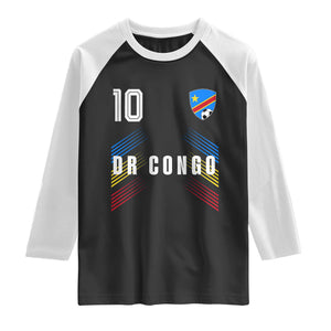 DR Congo Soccer Sports Graphic Number 10 Jersey Style Raglan Shirt Proud Congolese Football Fans Game Day Pride