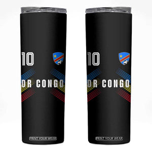 DR Congo Soccer Sports Graphic Number 10 Jersey Style Skinny Tumbler Proud Congolese Football Fans Game Day Pride