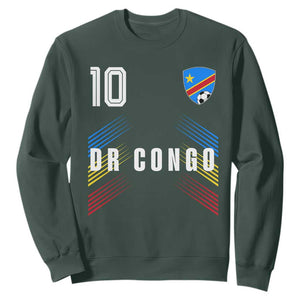 DR Congo Soccer Sports Graphic Number 10 Jersey Style Sweatshirt Proud Congolese Football Fans Game Day Pride