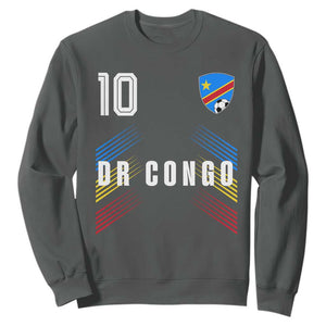 DR Congo Soccer Sports Graphic Number 10 Jersey Style Sweatshirt Proud Congolese Football Fans Game Day Pride