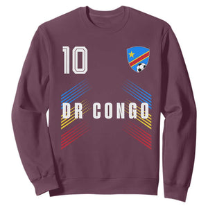 DR Congo Soccer Sports Graphic Number 10 Jersey Style Sweatshirt Proud Congolese Football Fans Game Day Pride